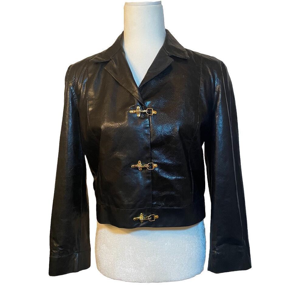 Ralph Lauren Collection Purple Label Vintage Snake Leather Jacket Cropped 90s L